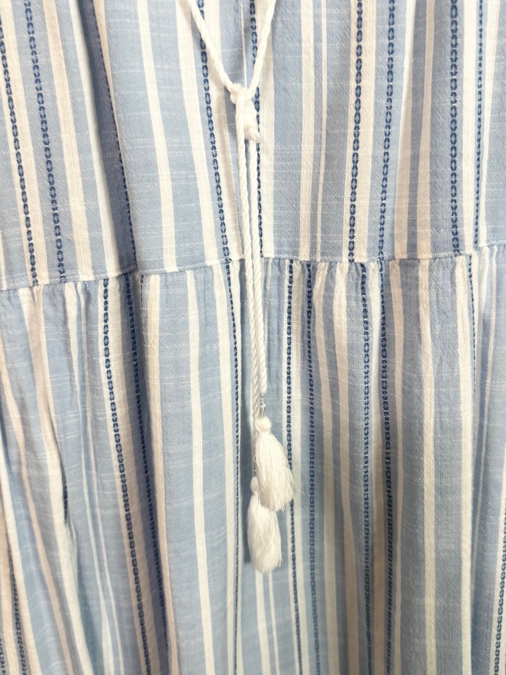 Tommy Bahama Blue Striped Tiered Dress Lace Trim Resort Cover-Up M - Picture 7 of 12